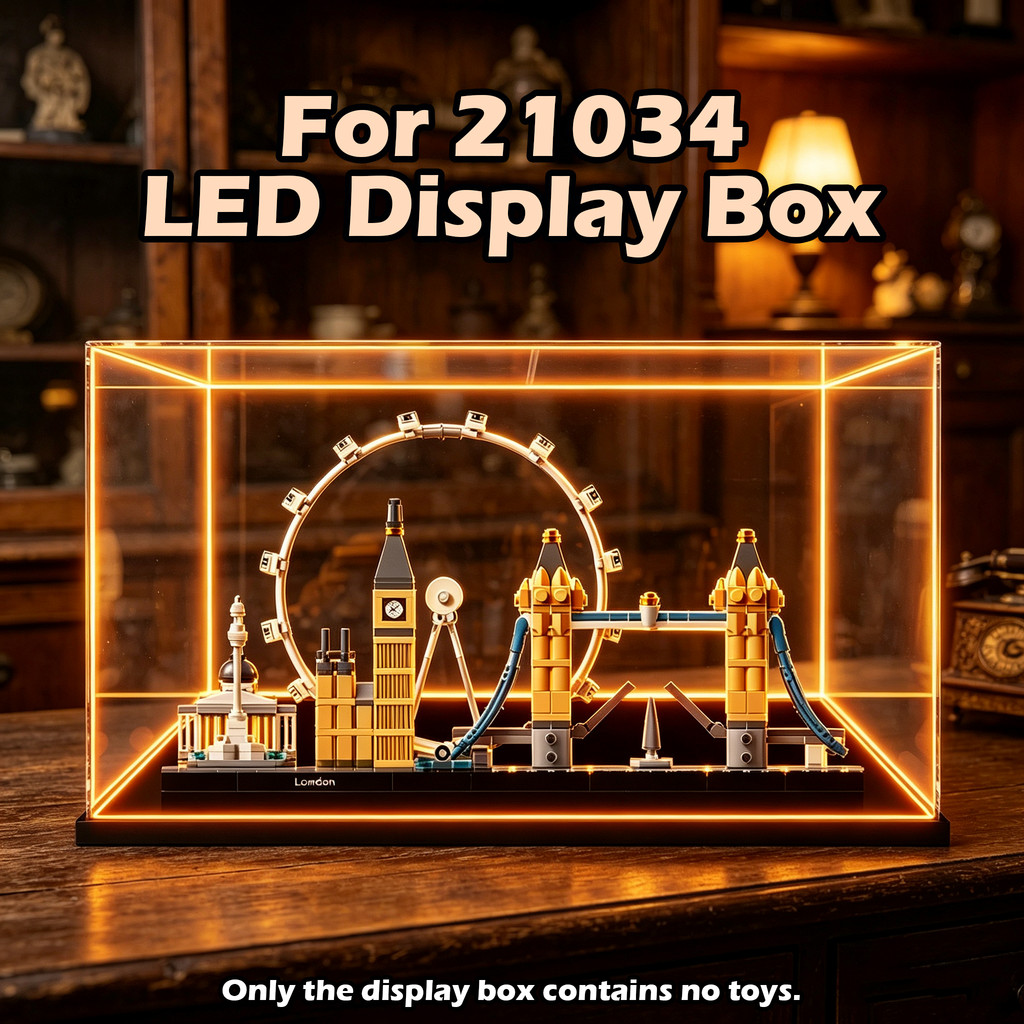 เคสจอแสดงผล LED อะคริลิคสําหรับ 21034 London丨กล่องแสดงกันฝุ่นพร้อมรีโมท RF และ Type-C
