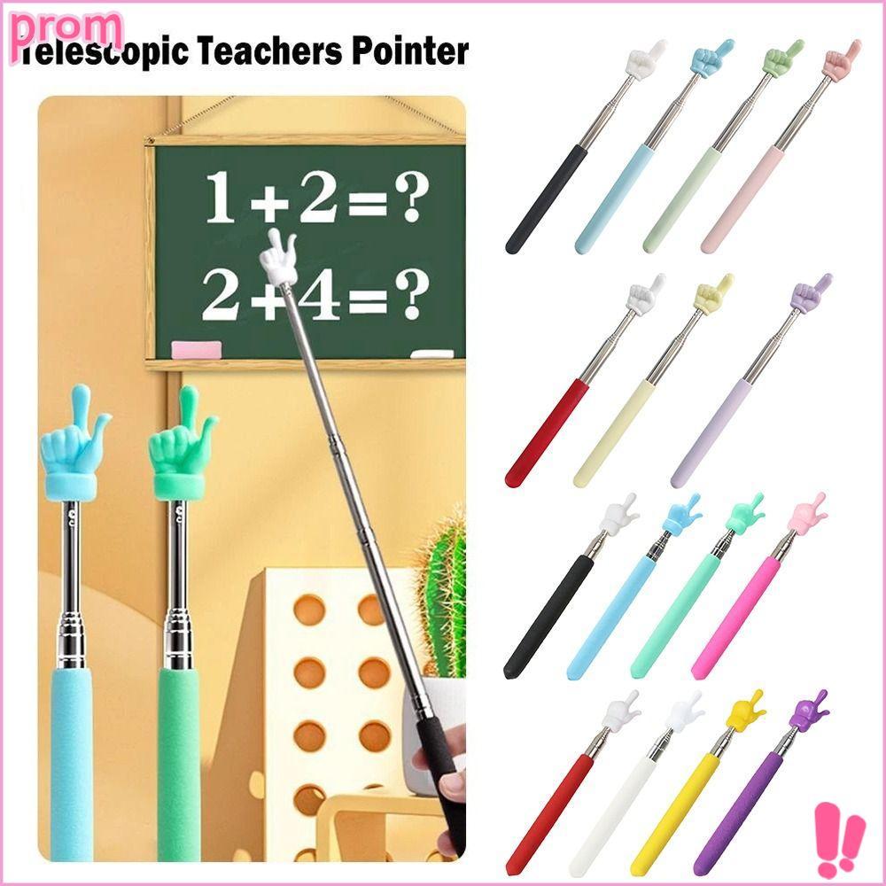 PROM Finger Reading Sticks ของเล่นการเรียนรู้การศึกษา Telescopic Rod เครื่องมือการสอนสแตนเลสสตีลตัวชี้ไวท์บอร์ด