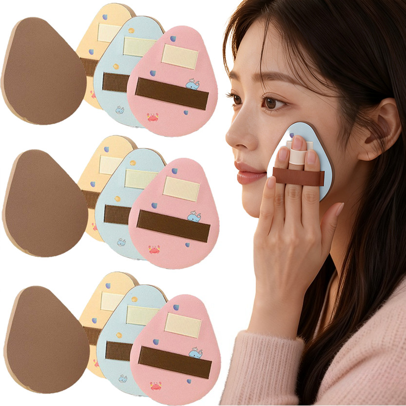1/3/5 ชิ้น Protable Double Ribbon Strap Makeup Puff / แป้งพัฟรูปลูกแพร์สําหรับรองพื้น, คอนซีลเลอร์