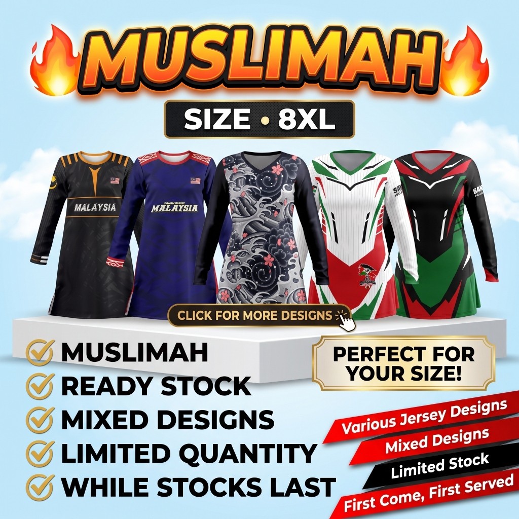 SIZE 8XL - [MUSLIMAH] SPORTS APPAREL JERSEY QUICK DRY GURU CLEARANCE PLUS ขนาด MICROFIBRE