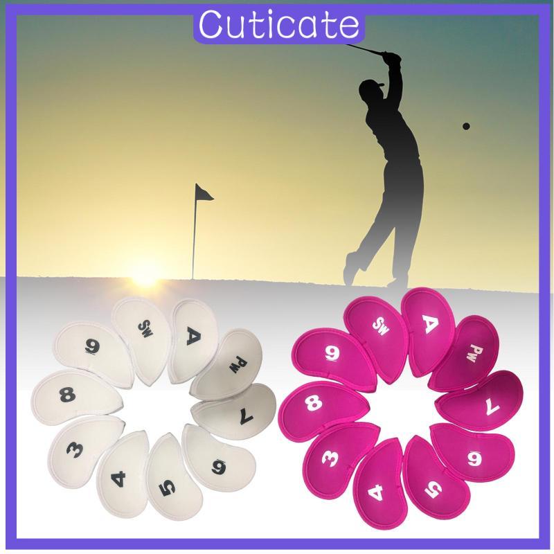 [CUTICATE] 10 ชิ้นเตารีดกอล์ฟ Headcover ชุด Protector Guard 3 4 5 6 7 8 9 A SW PW Golf Protector Hea