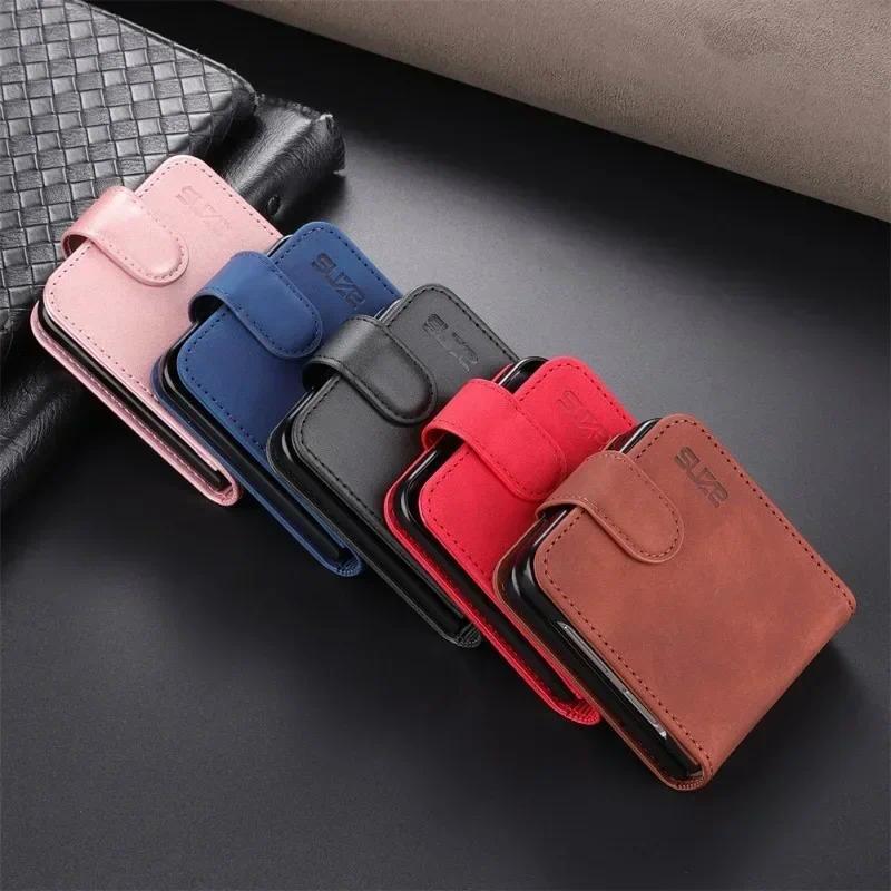Simple Retro Pure สีหนังสําหรับ Samsung Galaxy Z Flip 8 7 6 5 4 3 Z Flip 6/ Z Flip7 FE Z Flip4 / W23