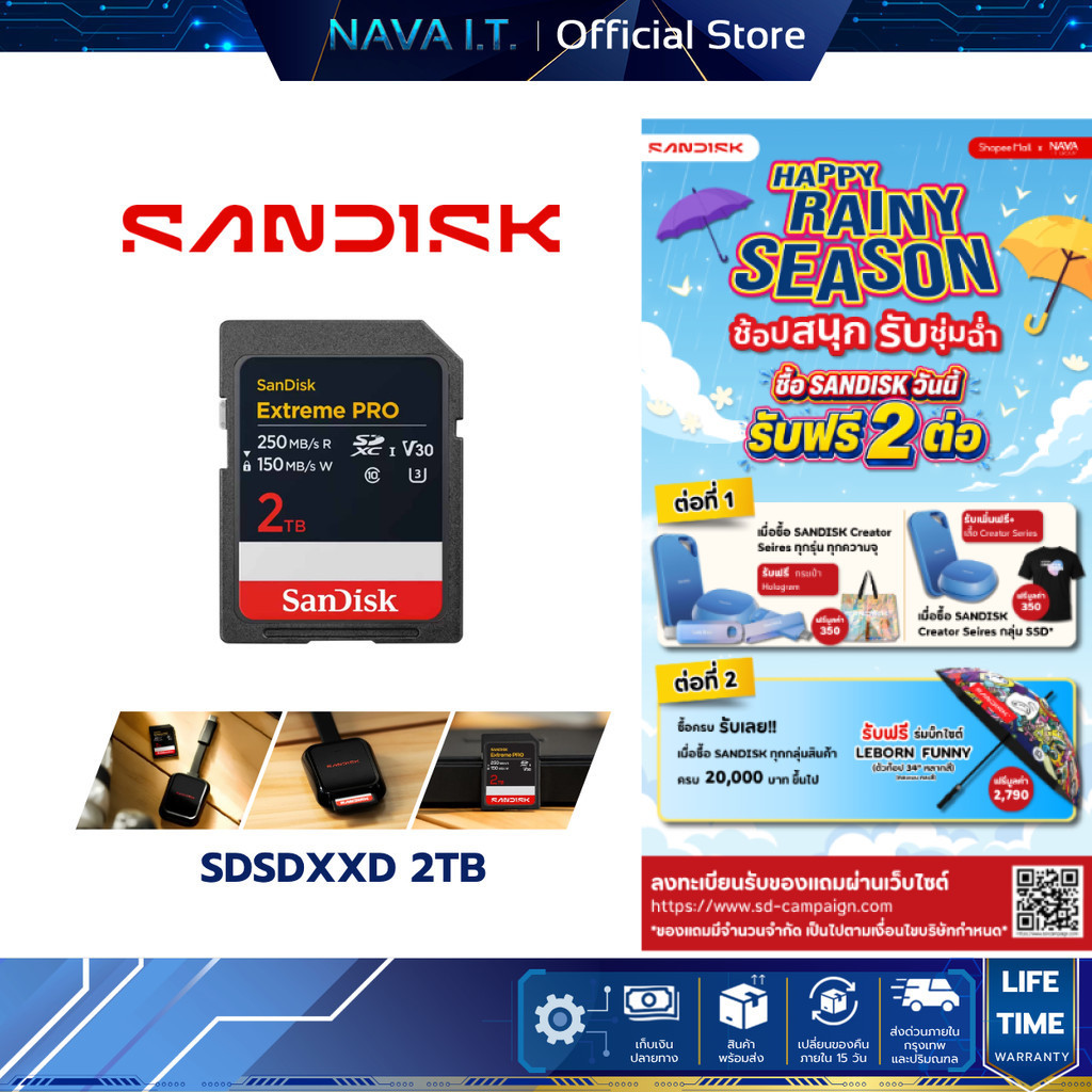 SANDISK MICRO SD (ไมโครเอสดี) SDSDXXD 2TB UHS-I (SDSDXXD-2T00-GN4IN) LIFETIME WARRANTY