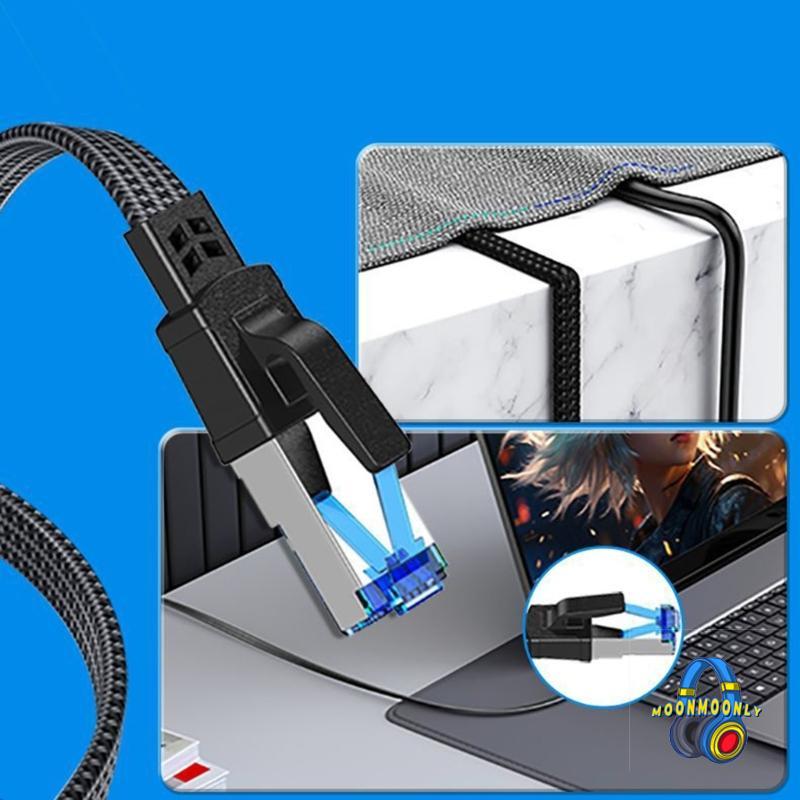 MOON Home Office CAT8 Ethernet Cable พร้อม RJ45 Flat Cable Form สําหรับอินเทอร์เน็ตทุกวันโต๊ะข้ามและ