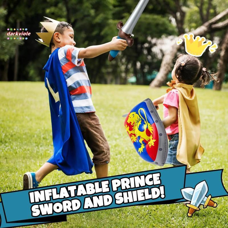 [darkviole] Inflatable และ Shield Knight Party Favors Set Blow Up Medieval Shield สําหรับ Prince Par