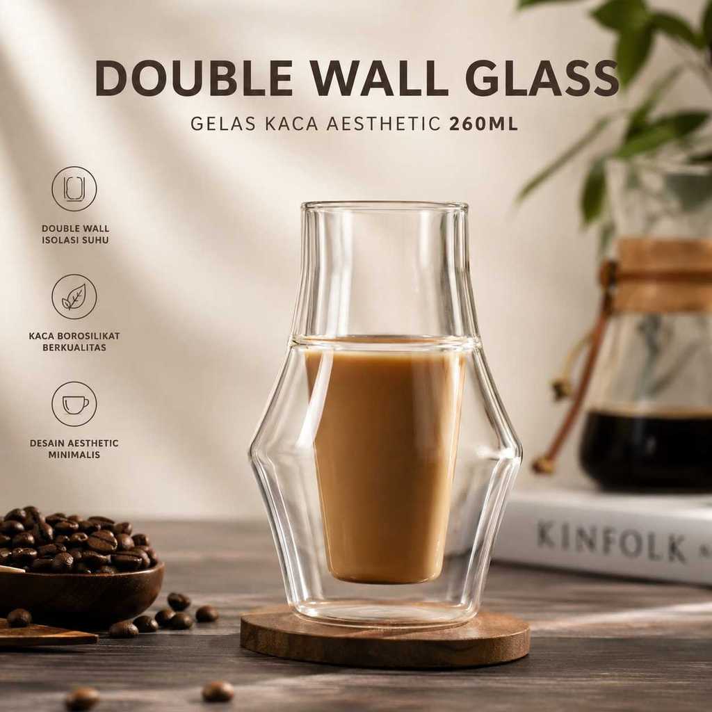 Digap Aesthetic Coffee Glass Double Wall Glass 260ml - SN530