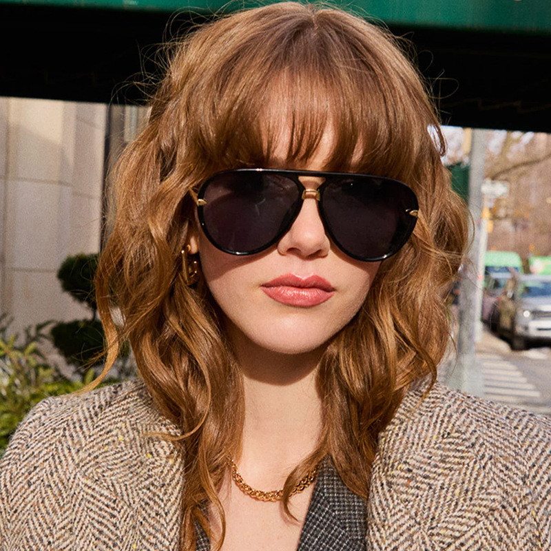 แว่นกันแดด Unisex Aviator Retro ครีมกันแดดกรอบใหญ่
