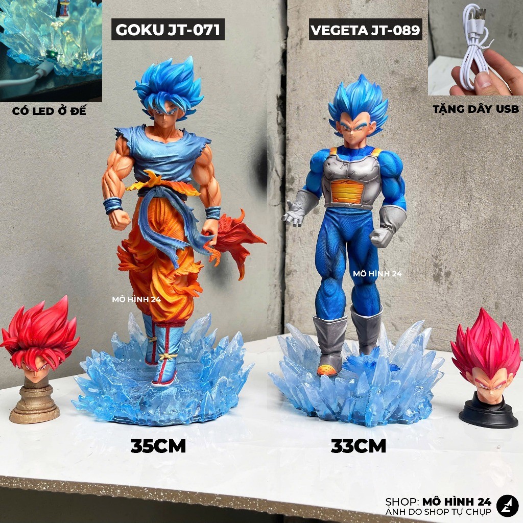Goku God Blue และ Vegeta God Blue JT-071 JT-089 ตัวอักษรของเล่นรุ่น 35 ซม.สูง jt studio พร้อมไฟ led 