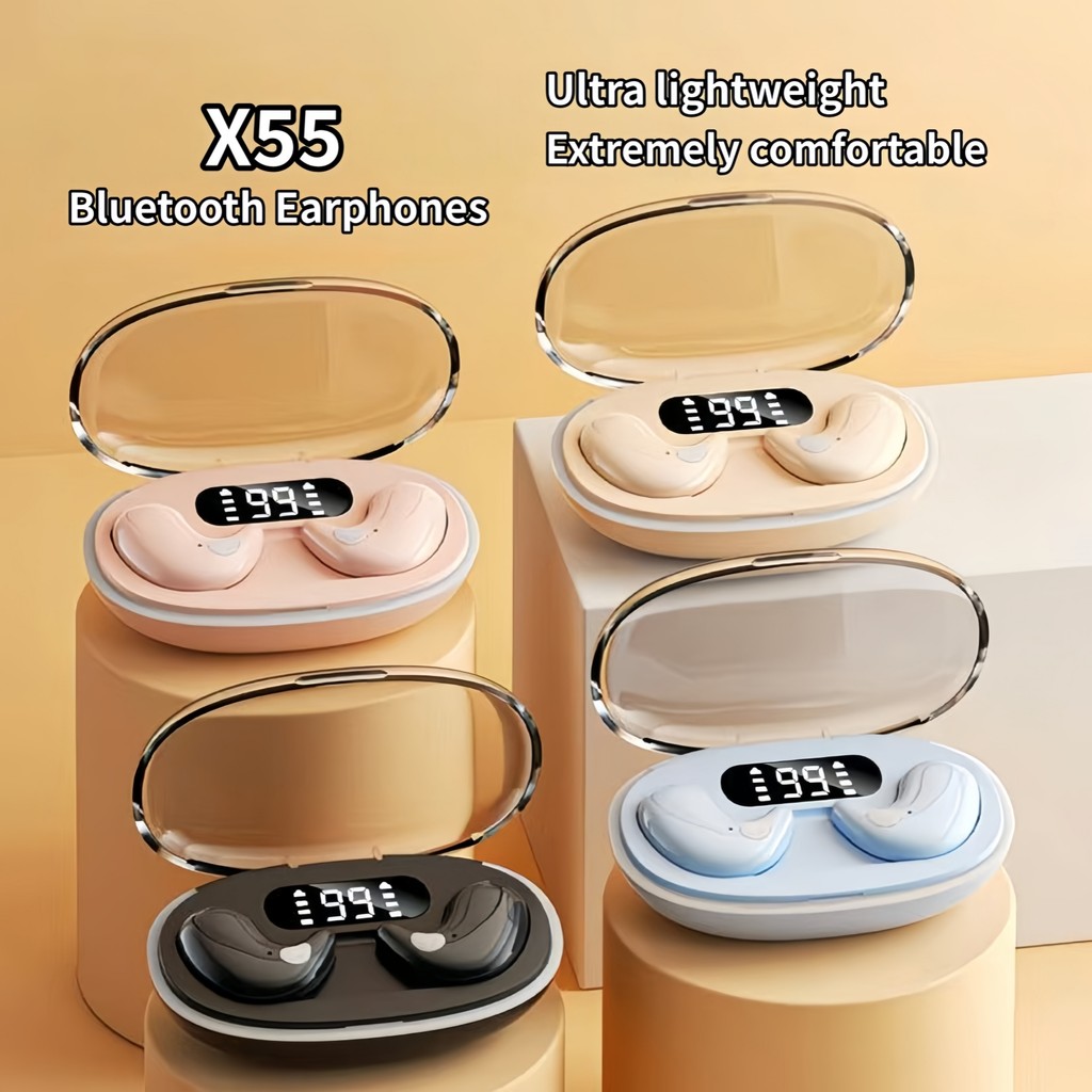 X55 หูฟังไร้สายบลูทูธหูฟังชนิดใส่ในหูพร้อมเคสชาร์จ FlowCheckQA202609081233
