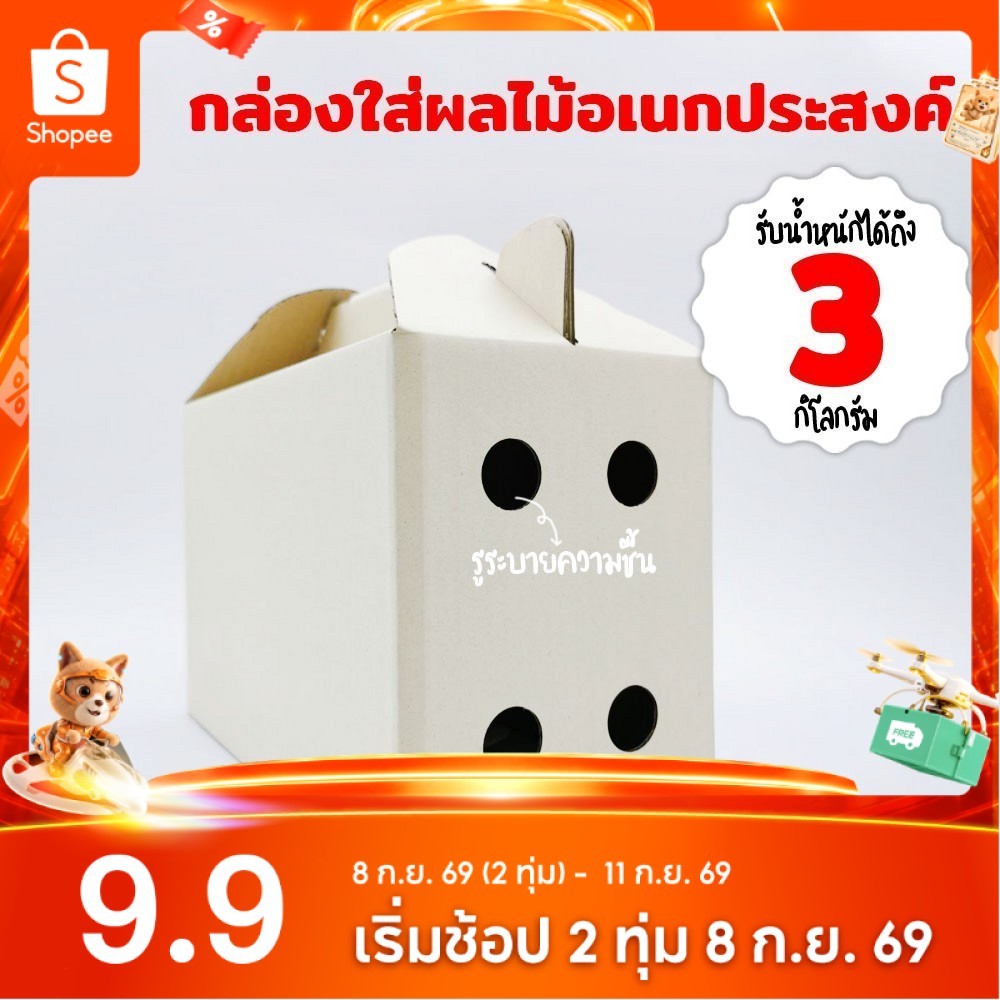 กล่องใส่ผลไม้ อเนกประสงค์ ขนาด14x28x18cm. 3 kg. (แพ็ค 10)