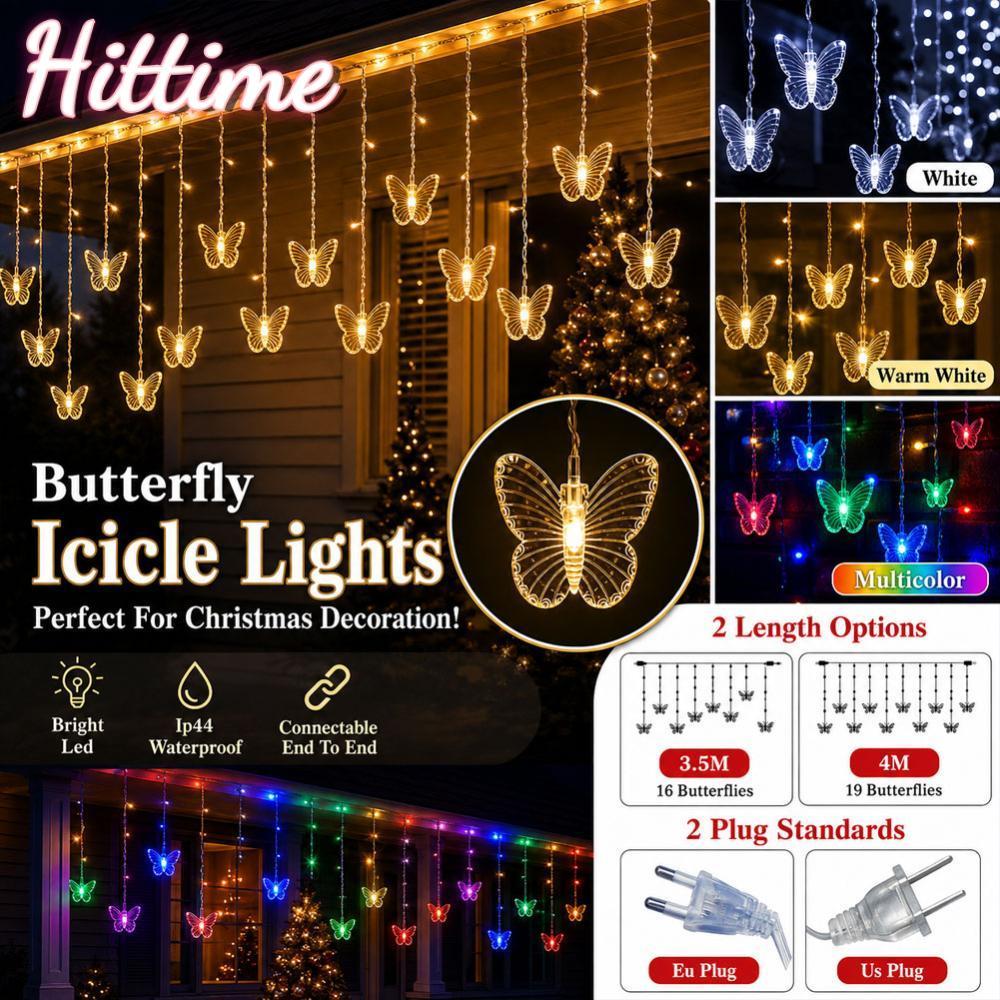 HITTIME 3.5 M/4 M ผีเสื้อผ้าม่าน String ไฟ EU/US ปลั๊ก 8 โหมด LED Fairy แขวนตกแต่ง U1W9