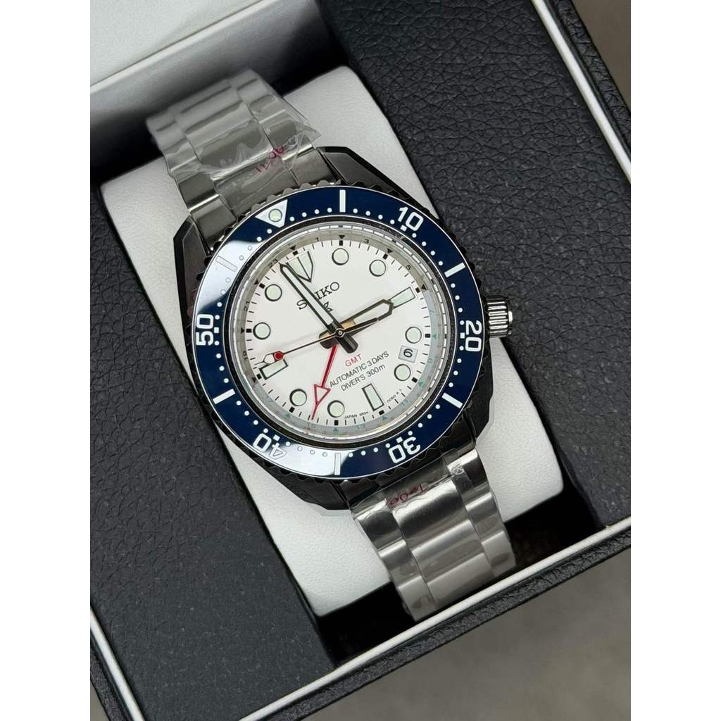 SKO SPB519J1 ผู้ชายนาฬิกากลไกอัตโนมัติสแตนเลสสตีลปฏิทินส่องสว่าง GMT Dual Time Zone กีฬากันน้ํา 42 ม