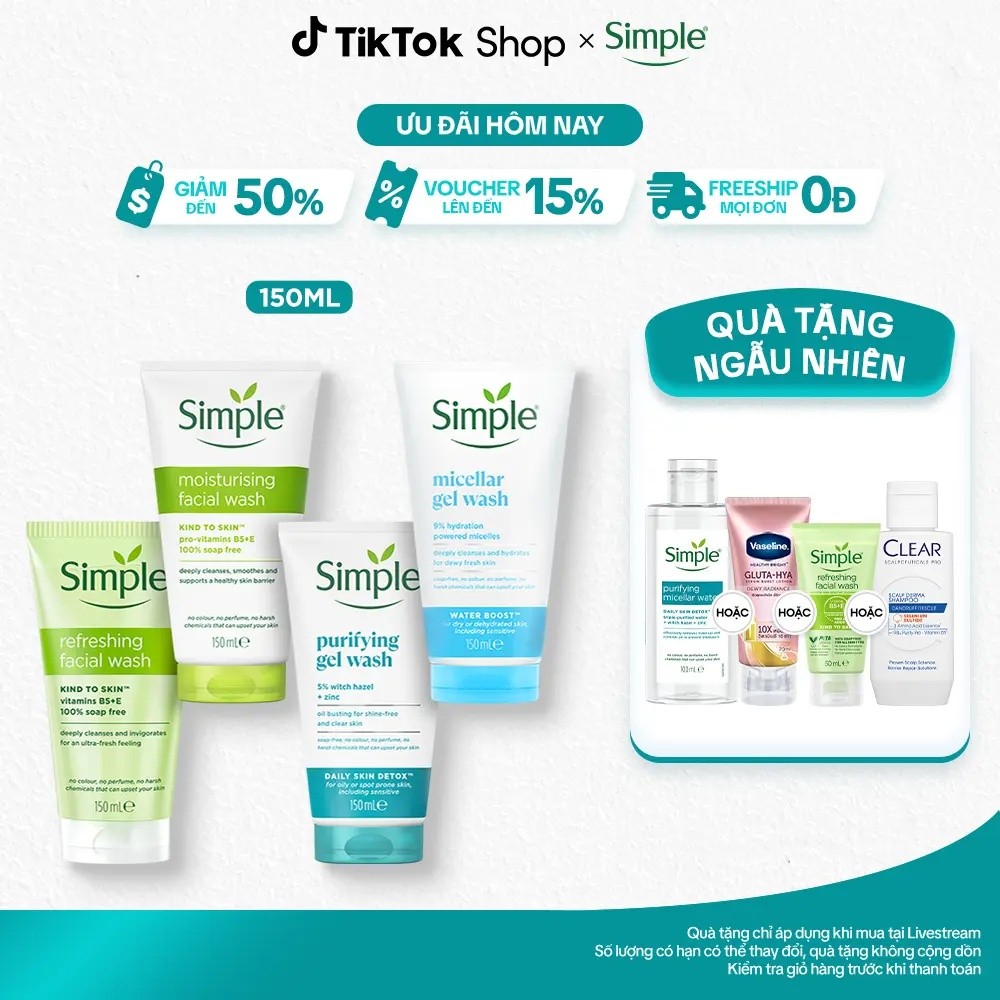 [1]Simple Facial Cleanser ช่วยทําความสะอาดและให้ความชุ่มชื้น 150ml