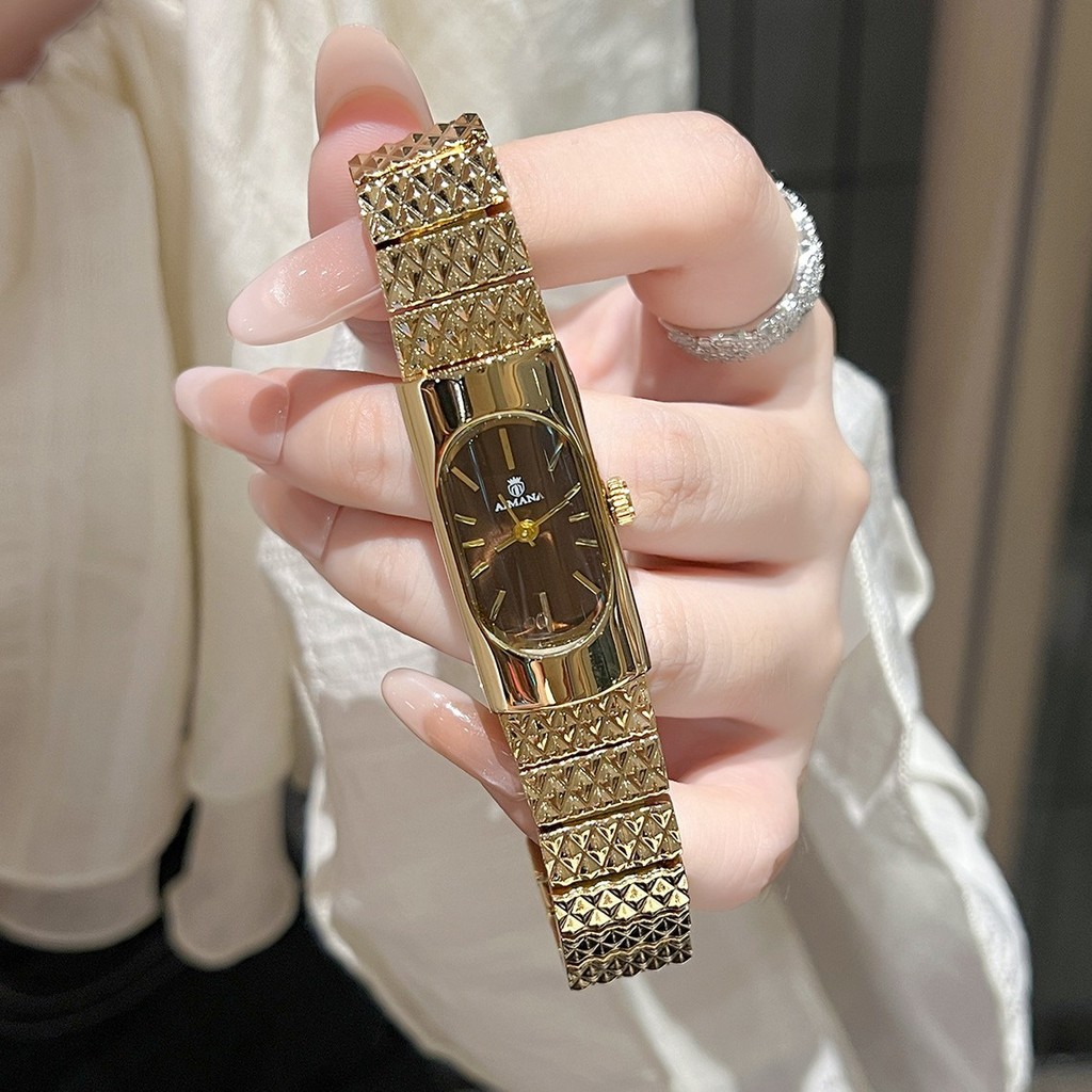 AIMANA สร้อยข้อมือนาฬิกา Niche High-End ควอตซ์ผู้หญิงนาฬิกา Retro Simple ขนาดเล็กนาฬิกาทองนาฬิกา z9.