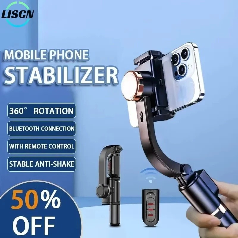 LISCN Gimbal Stabilizer โทรศัพท์มือถือขาตั้งกล้อง Selfie Stick ปรับ Selfie Stick สําหรับสมาร์ทโฟน Go