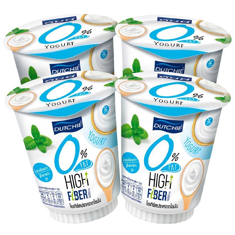 ดัชชี่โยเกิร์ตไขมัน0เปอร์เซ็นต์รสธรรมชาติ 125กรัม แพค 4 Dutchie Yoghurt 0 Percent Fat Plain 125g. Pack 4