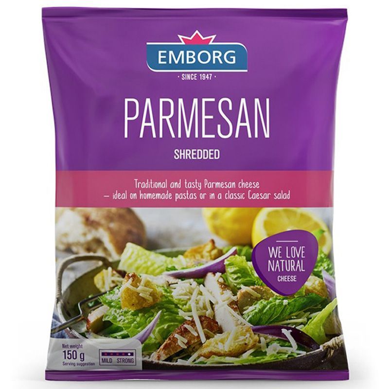 เอ็มบอร์กพาร์มีซานเชรดเดดชนิดเส้น 150กรัม Emborg Shredded Parmesan 150g.