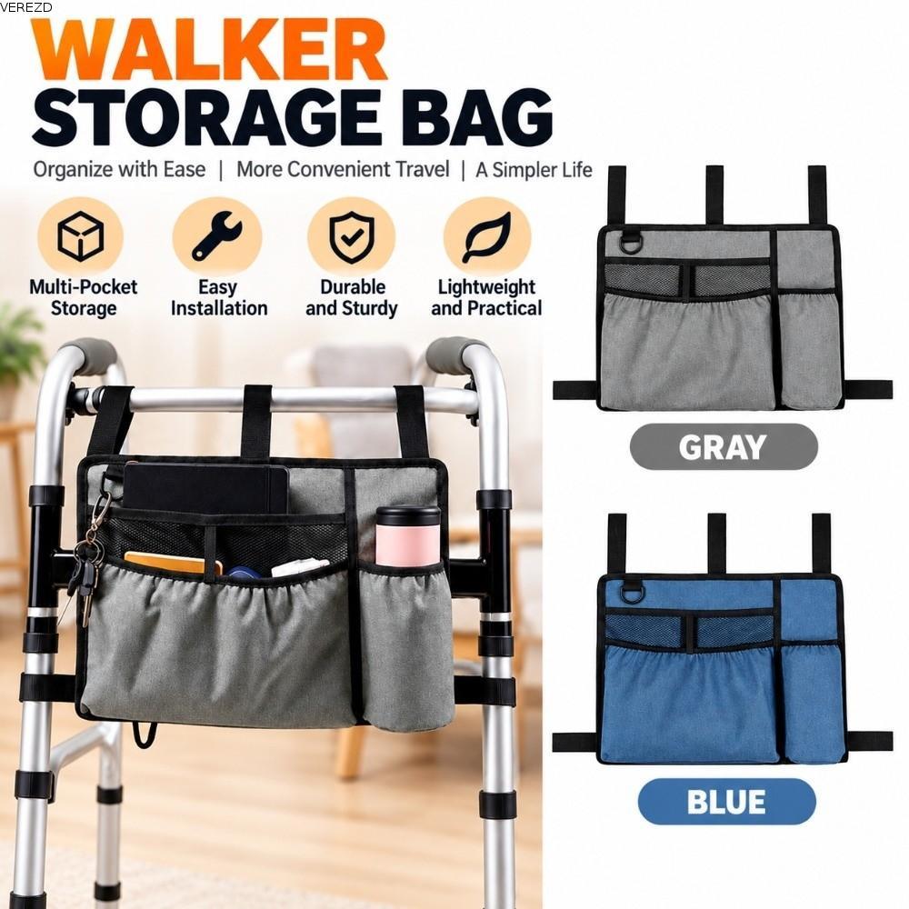 VEREZD Walker Bag, สายปรับระดับได้ Hands Free Storage Walker Pouch Attachments, ที่วางแก้วน้ําความจุ