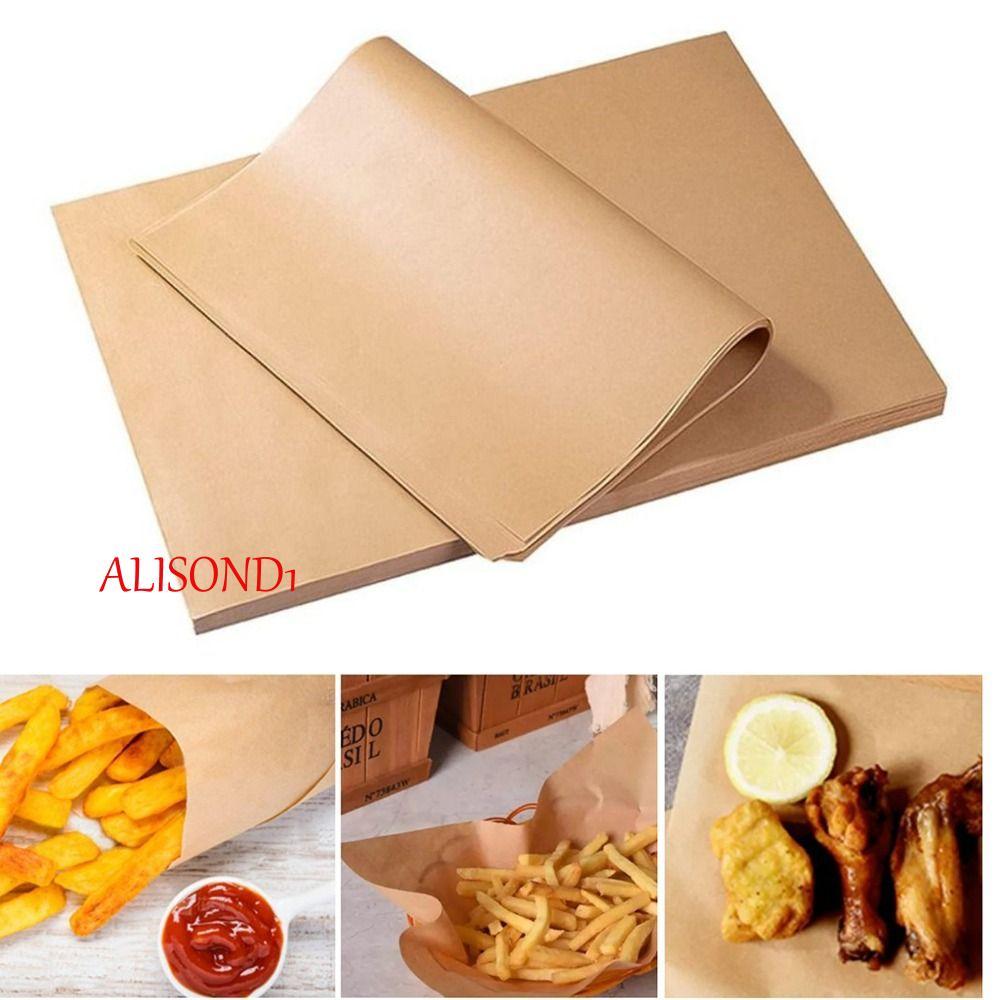 ALISOND1 100 ชิ้น Deli Wax Paper Sheet, Greaseproof Brown Sanwich Wrappering Paper, Cookie Mats ทิ้ง