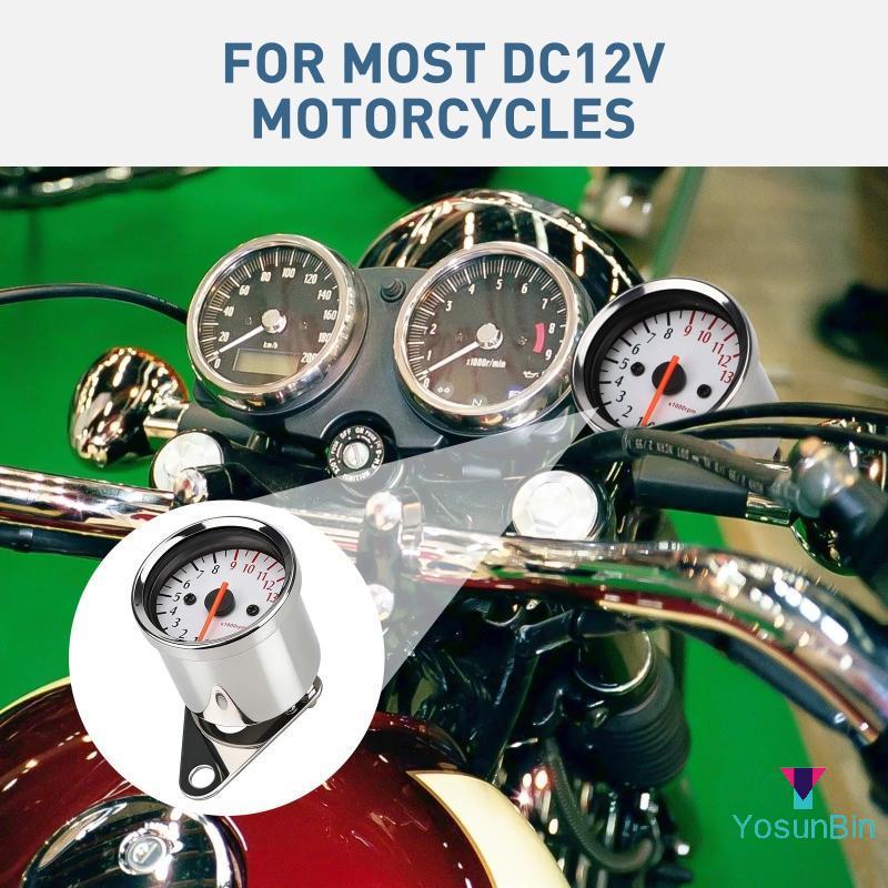 YosunBin] 12V Universal Digital Motorcycle Tachometer 13000RPM Backlit Speedometer RPM Gauge สําหรับ