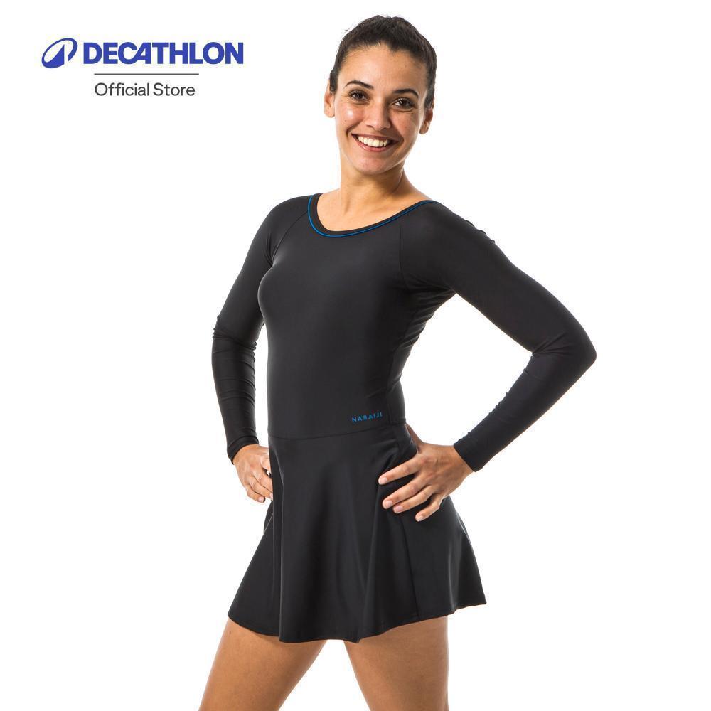 Decathlon Women'S Sleeved 1-Piece Swimsuit Una ชุดว่ายน้ำวันพีซแขนยาวสำหรับผู้หญิงรุ่น Una - Black