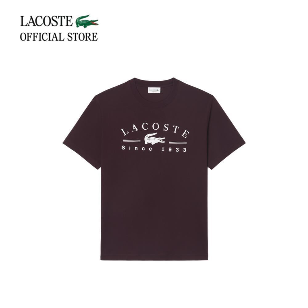 LACOSTE เสื้อยืดผู้ชาย PRINTED COTTON T-SHIRT รุ่น TH1754 - BROWN