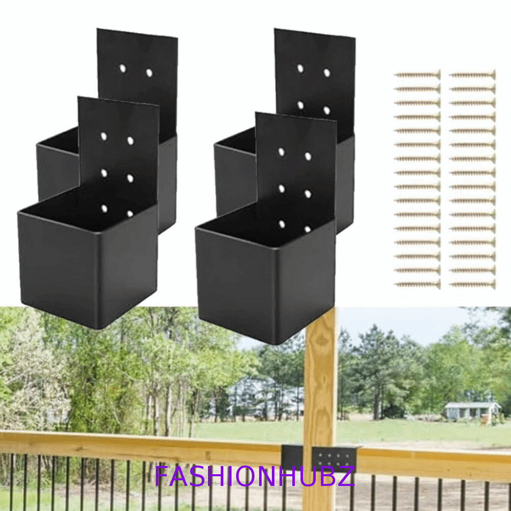 FASHIONHUBZ Pergola Bracket, สีดําทนทาน Deck Railing Connector, ทนทาน Heavy Duty ติดผนังโลหะ Pergola