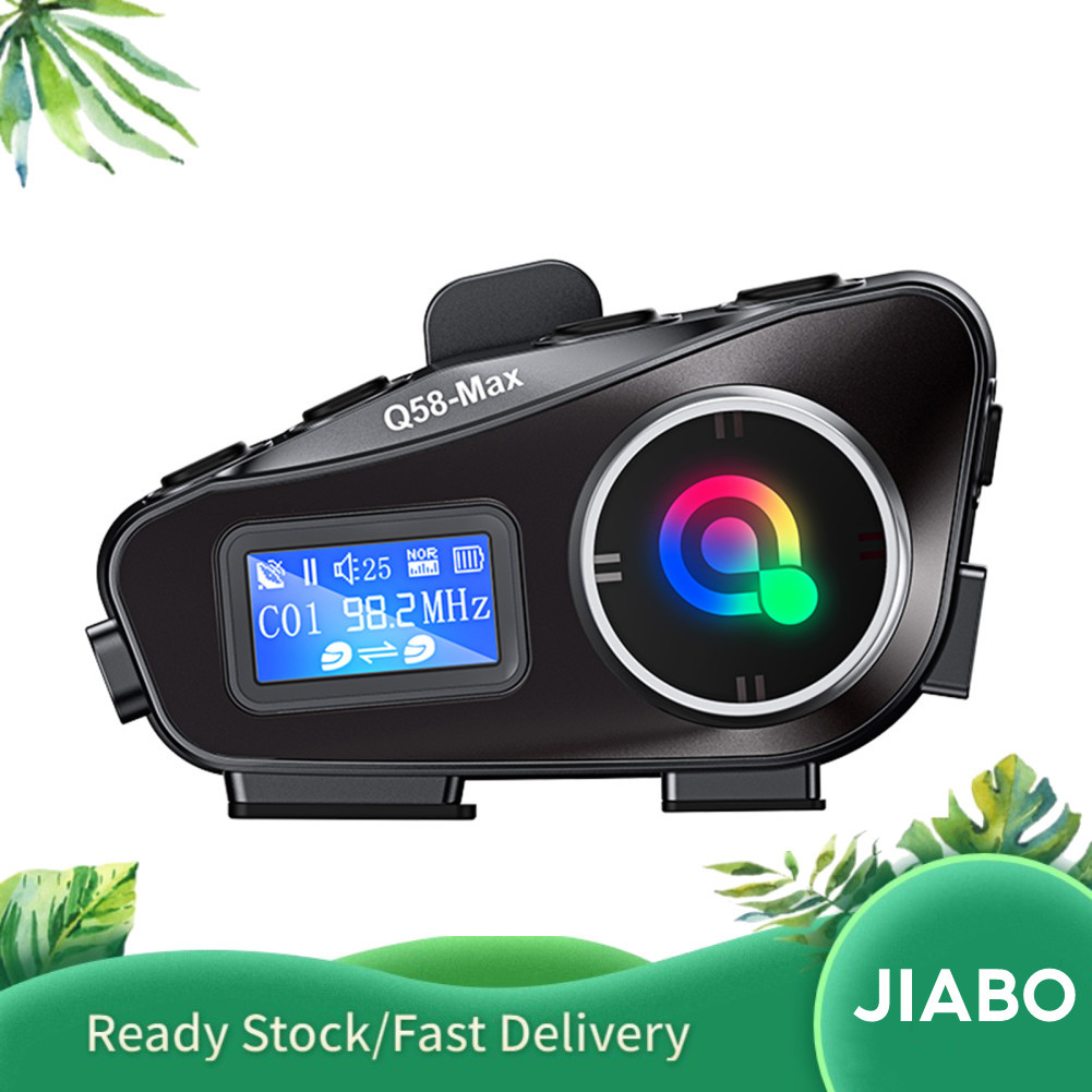 Jiabo Jiabo Q58 Maxไร้สายรถจักรยานยนต์Intercomชุดหูฟังสำหรับผู้ขับขี่ 2 คนพูดคุยในเวลาเดียวกันภายใน 