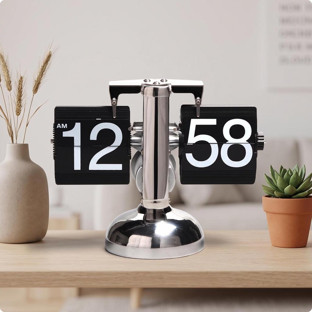 [arutoxalc] Flip Clock Minimalist Retro Flip Clock Vintage-Inspired Classic for Desk, Office