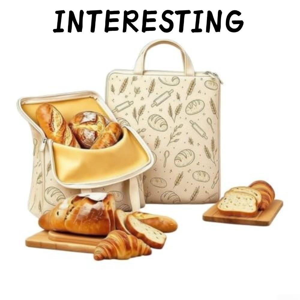 INTERESTING Baguette Storage Bag, Buckle Closed Beeswax Bread Storage Bag Baguette Toast Storage