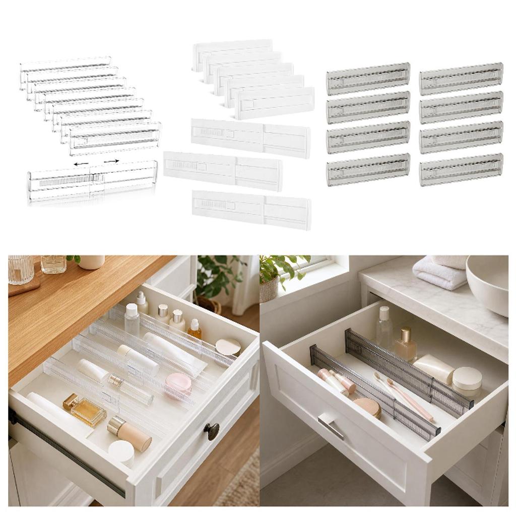 [arutoxalc] 8 ชิ้นลิ้นชัก Dividers ปรับขยาย Organizer วัสดุแยกแบบพกพาออกแบบเหมาะสําหรับห้องครัวห้องน