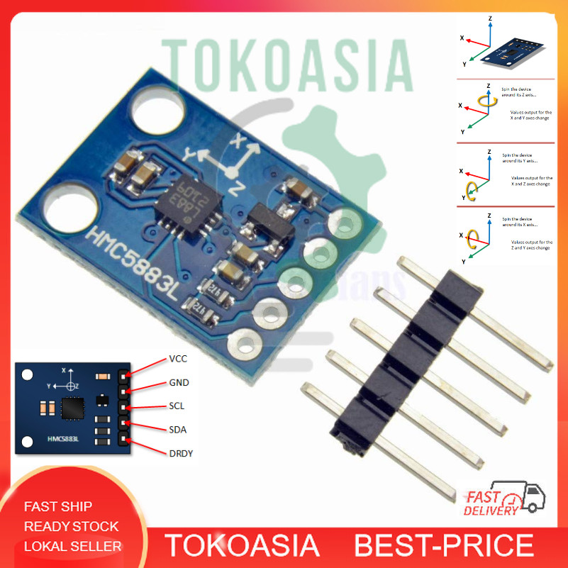 GY-273 HMC5883L 3 แกนเข็มทิศ Magnetometer เซนเซอร์โมดูล IIC/I2C 3-5V hi ความแม่นยํา