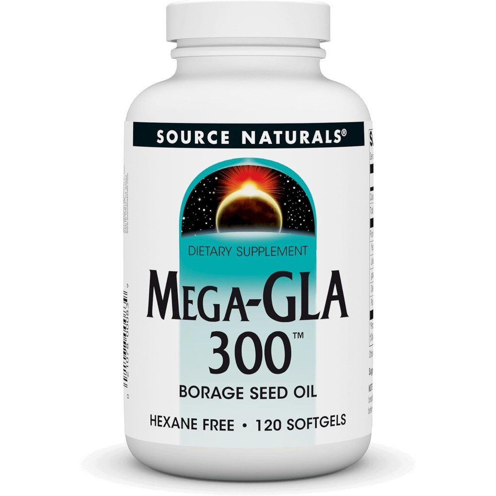 Source Naturals Mega-GLA 300 - Borage Seed Oil That is Hexane-Free - 120 Softgels