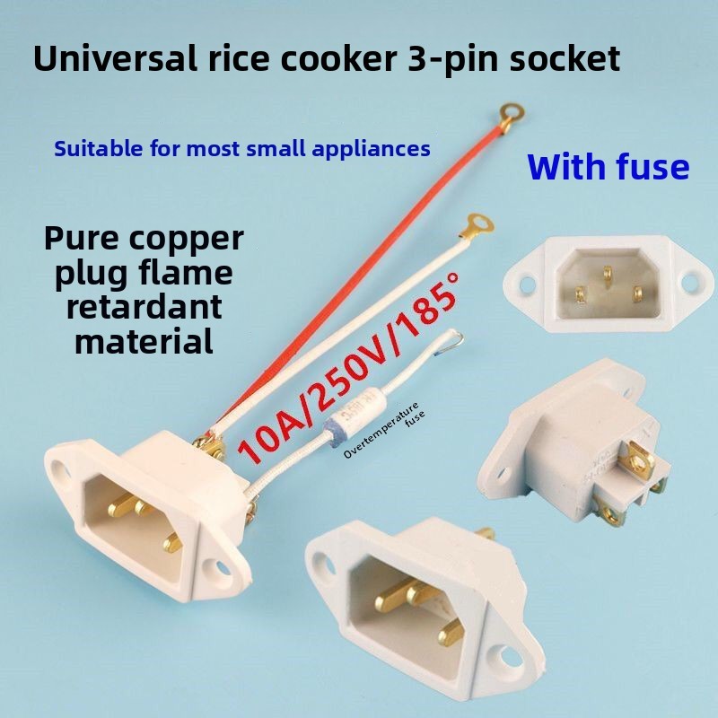 Electric Rice Cooker Universal Power Socket Electric Pressure Cooker Plug Copper Pin Triangle 3-Pin