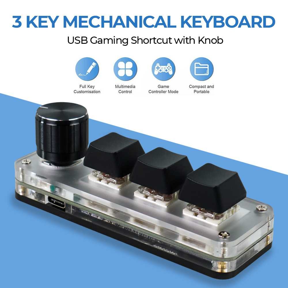 VODOOL 3 Key Mechanical Keyboard USB Gaming ทางลัดพร้อม Knob - VD3