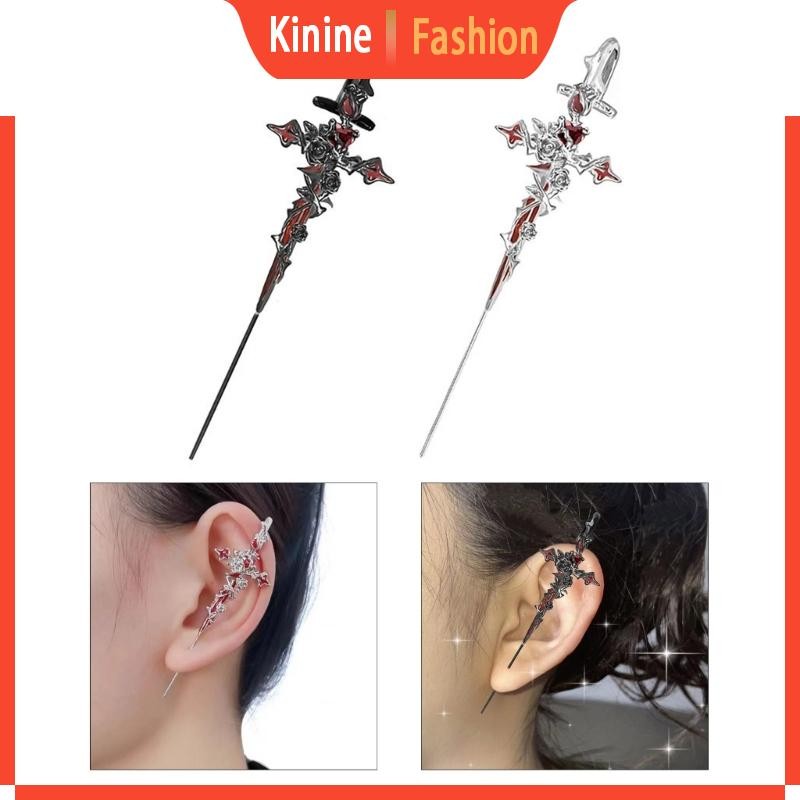 KIN Rose Stud Earrings หูเจาะโลหะผสม ออกแบบสวยงาม เหมาะสำหรับวันสำคัญและการแต่งงาน