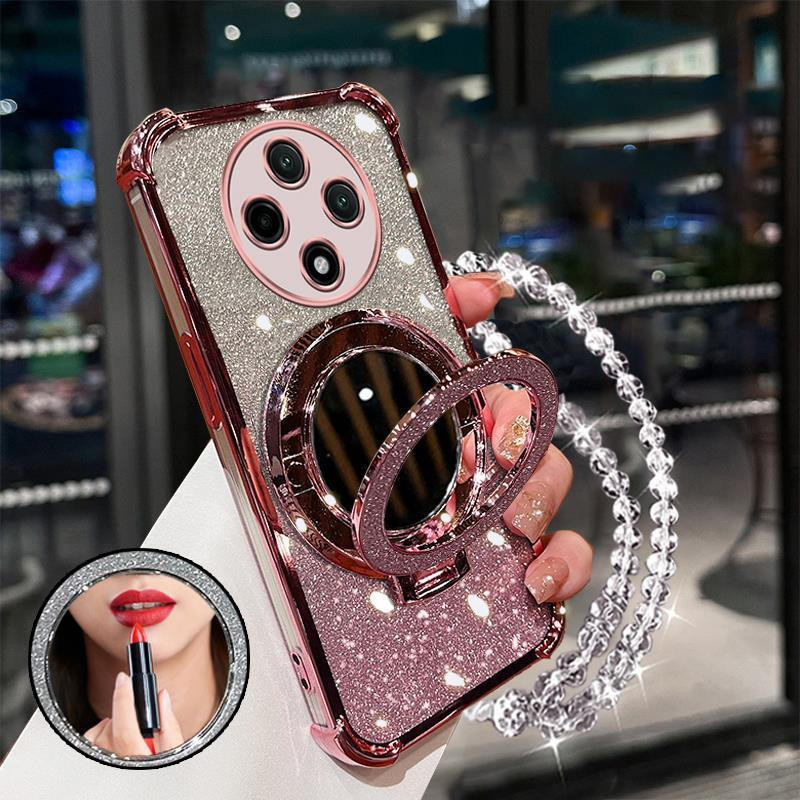 สําหรับ honor X9C X9A X9B 5G เคสโทรศัพท์ Softcase ซิลิโคนกันกระแทกออกแบบใหม่ความงาม Lanyard กระจกแต่งหน้าผู้ถือ SJSFHZJ01