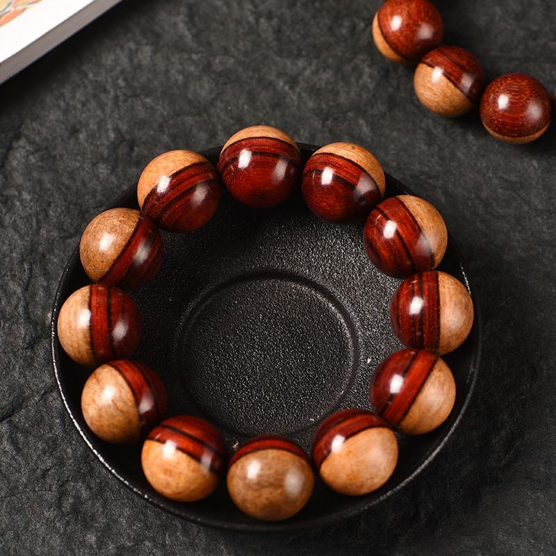 สินค้าใหม่ สร้อยข้อมือพร้อมสต็อก Zambia Blood ไม้จันทน์แอฟริกันใบเล็กไม้จันทน์สีแดง Yin-Yang ลูกปัด 