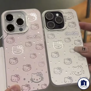 เคส IMD ชุบลายแมวคิตตี้สุดแฟชั่นเรียบง่ายเข้ากันได้กับ iPhone 11 17 14 16 15 13 12 Pro Max XR 16 7 8 Plus SE XS X