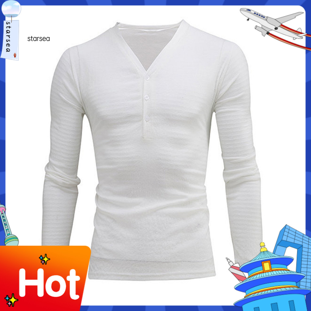 SRA ZK ลึก V คอผู้ชายเสื้อยืดแขนยาวบางยืดหยุ่นแห้งเร็วฤดูร้อนสีทึบ Slim Fit Tee Top Streetwear