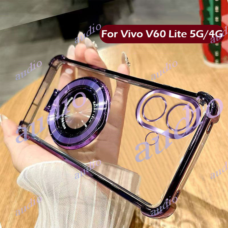 Vivo V60 Lite 5Gสี่มุมชุบโปร่งใสเคสโทรศัพท์สําหรับVivo V60 Lite V60e VivoV60 Lite 5G 4Gกันกระแทกซิลิ