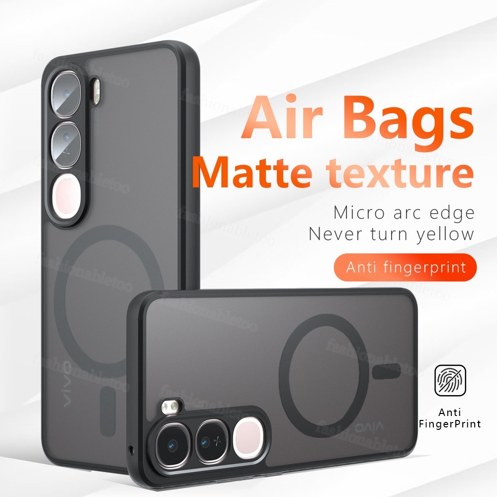 ปลอกสําหรับ Vivo Y21 d Y21d Y 21d VivoY21d Matte Skin รู้สึกโปร่งใส Frosted TPU กันชนอะคริลิคเคสโทรศัพท์แม่เหล็กชาร์จไร้สายเกราะกันกระแทกปกหลัง