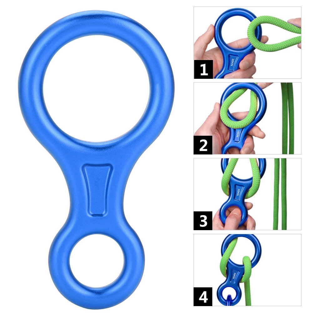 Lixadaofficial.th Lixada 35KN Climbing 8 Ring Descender Rappel สำหรับ Rock Rescue Gear ทำจากอลูมิเนียมความแข็งแรงสูงเส้นผ่านศูนย์กลางรูที่เหมาะสม 8-13 มม. (สีน้ำเงิน)