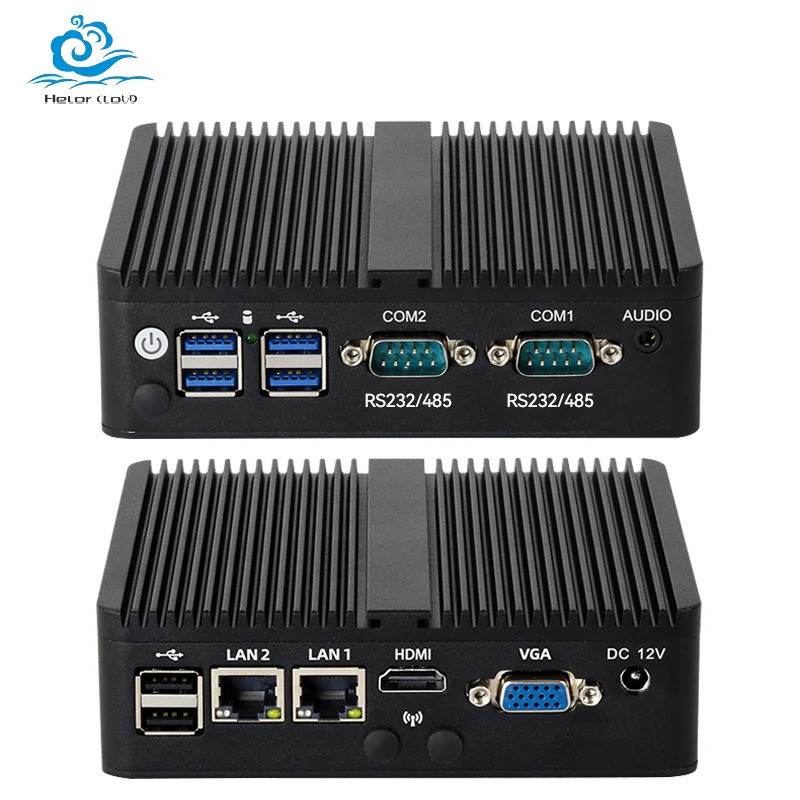 Helorpc อุตสาหกรรม Mini PC พร้อม Inter Celeron J4125 รองรับ Win10 Linux Pfense WiFi พร้อม 5xUSB2.0 1