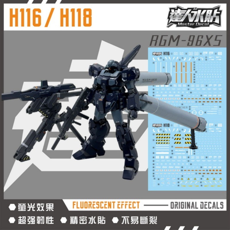 MASTER รุ่น Decal H116 H118 HGUC 1/144 A6M-96XS Mega Beam Launcher ความแข็งแรงสูง Precision สติกเกอร