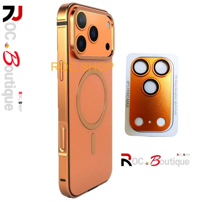 เคสโทรศัพท์ร็อกเคสโทรศัพท์ ไอโฟน17โปรแม็กซ์ แม่เหล็ก แอปเปิล 17 ฝาหลังโปร่งใสกรอบโลหะกันกระแทกและป้องกันการระเบิดสีเดิมฝาหลังเคสโทรศัพท์ 17มือโปร
