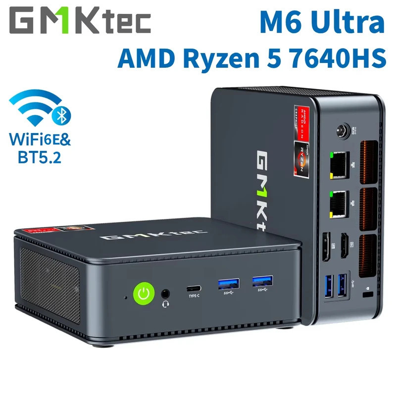 GMKtec M6 Ultra Gaming Mini PC AMD Ryzen 5 7640HS Windows 11 Pro คอมพิวเตอร์เดสก์ท็อปขนาดเล็ก Barebo