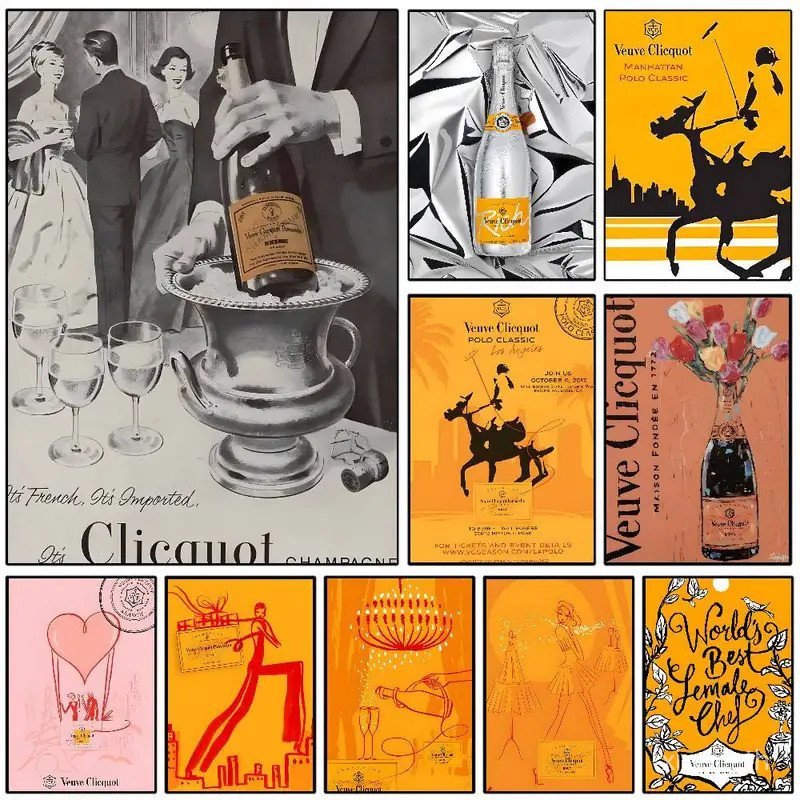 โพสเตอร์ภาพ Veuve Clicquot สำหรับตกแต่งบ้าน แบบไม่มีกรอบ พร้อม.Frame ขนาดใหญ่ เป็นของขวัญที่สวยงาม