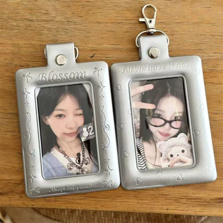 Ins Silver Heart Can Hang Lobster Clasp 10 ซม.ที่ใส่บัตร Polaroid Love Bean การ์ดขนาดเล็ก Campus Card Storage Display จี้