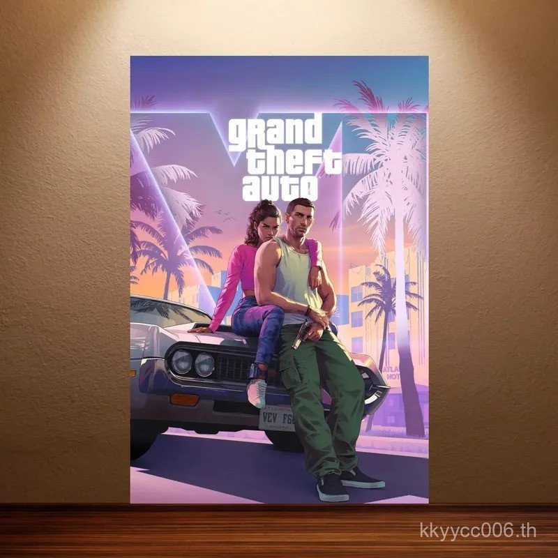GTA 6 โปสเตอร์ ทำจากผ้าใบ สำหรับตกแต่งผนังห้องนอนและบ้าน DL6W